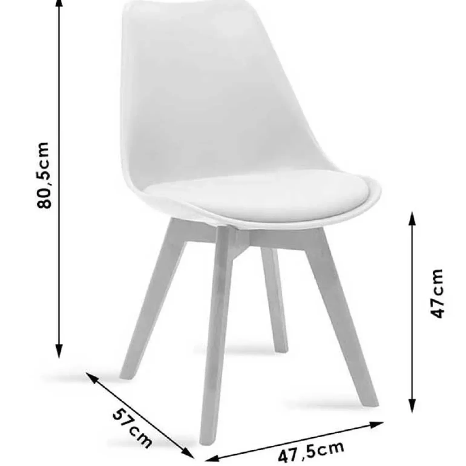 Sedia da pranzo stile scandinavo imbottita bianca gambe legno Riccia