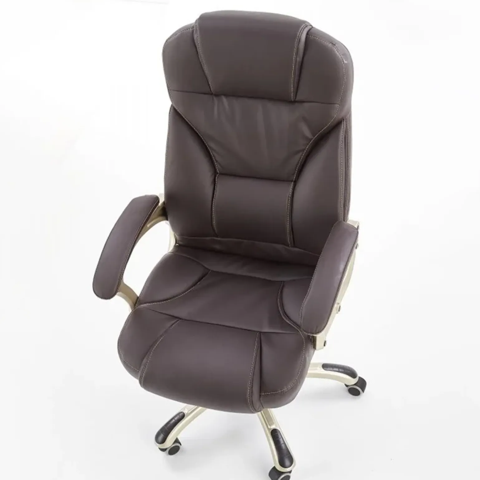Sedia da ufficio classica in ecopelle marrone ottone Eclipse