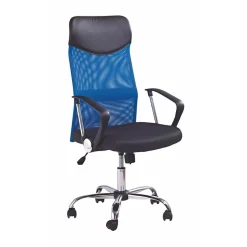Sedia da ufficio con braccioli girevole in tessuto blu nera Mack