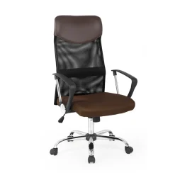 Sedia da ufficio con braccioli girevole in tessuto marrone Mack