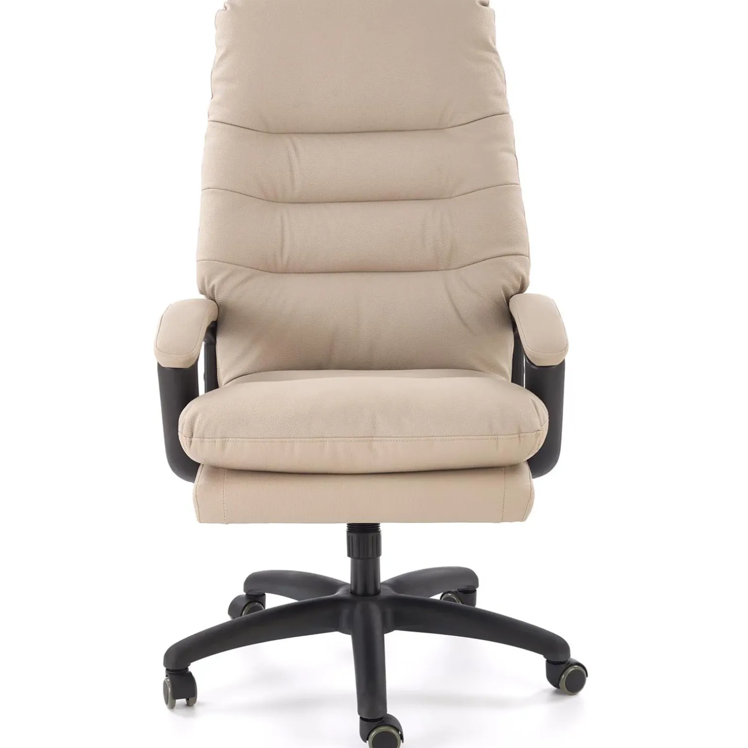 Sedia da ufficio con braccioli e ruote regolabile imbottita in ecopelle beige Marilu