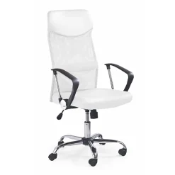 Sedia da ufficio con braccioli girevole in tessuto bianco Mack