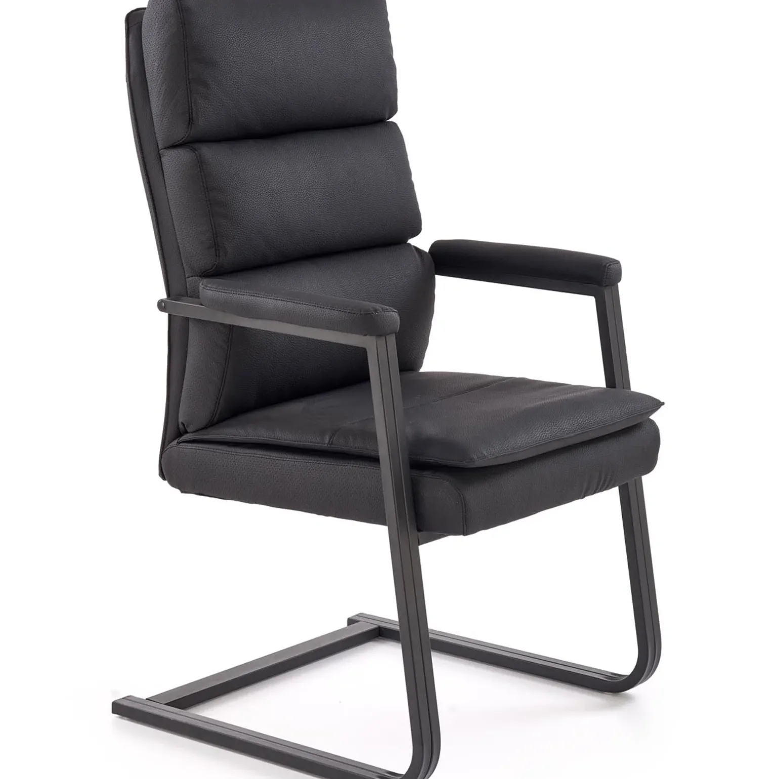 Sedia da ufficio con braccioli moderna in ecopelle nero Andrada