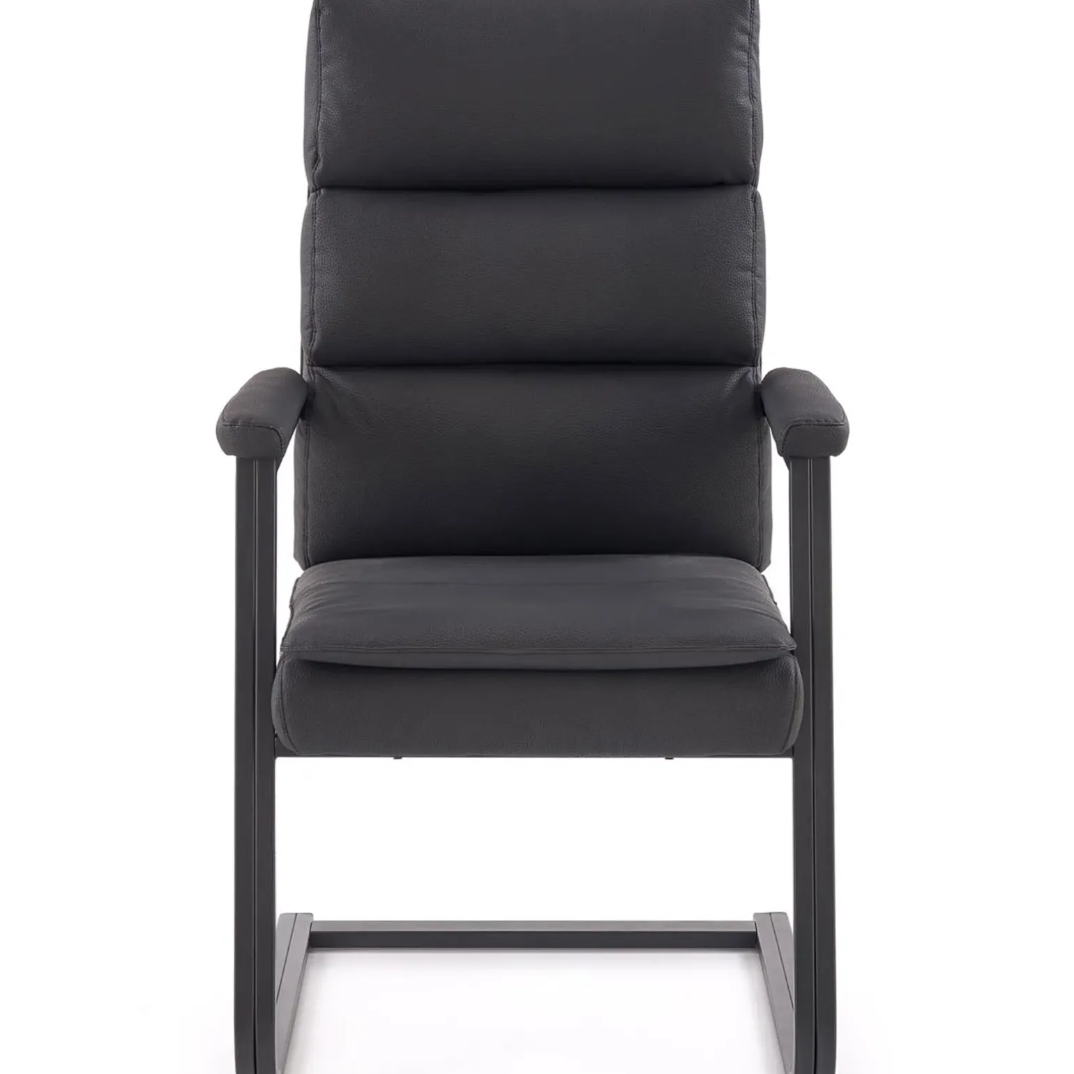 Sedia da ufficio con braccioli moderna in ecopelle nero Andrada