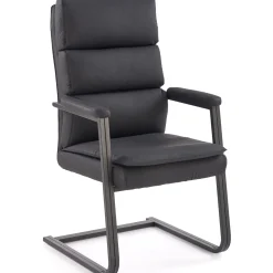 Sedia da ufficio con braccioli moderna in ecopelle nero Andrada