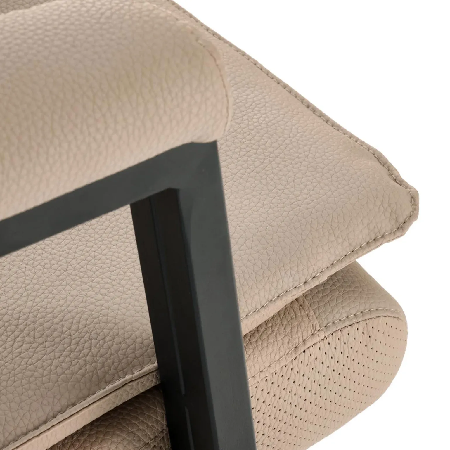 Sedia da ufficio con ruote e braccioli imbottita ecopelle beige Yara