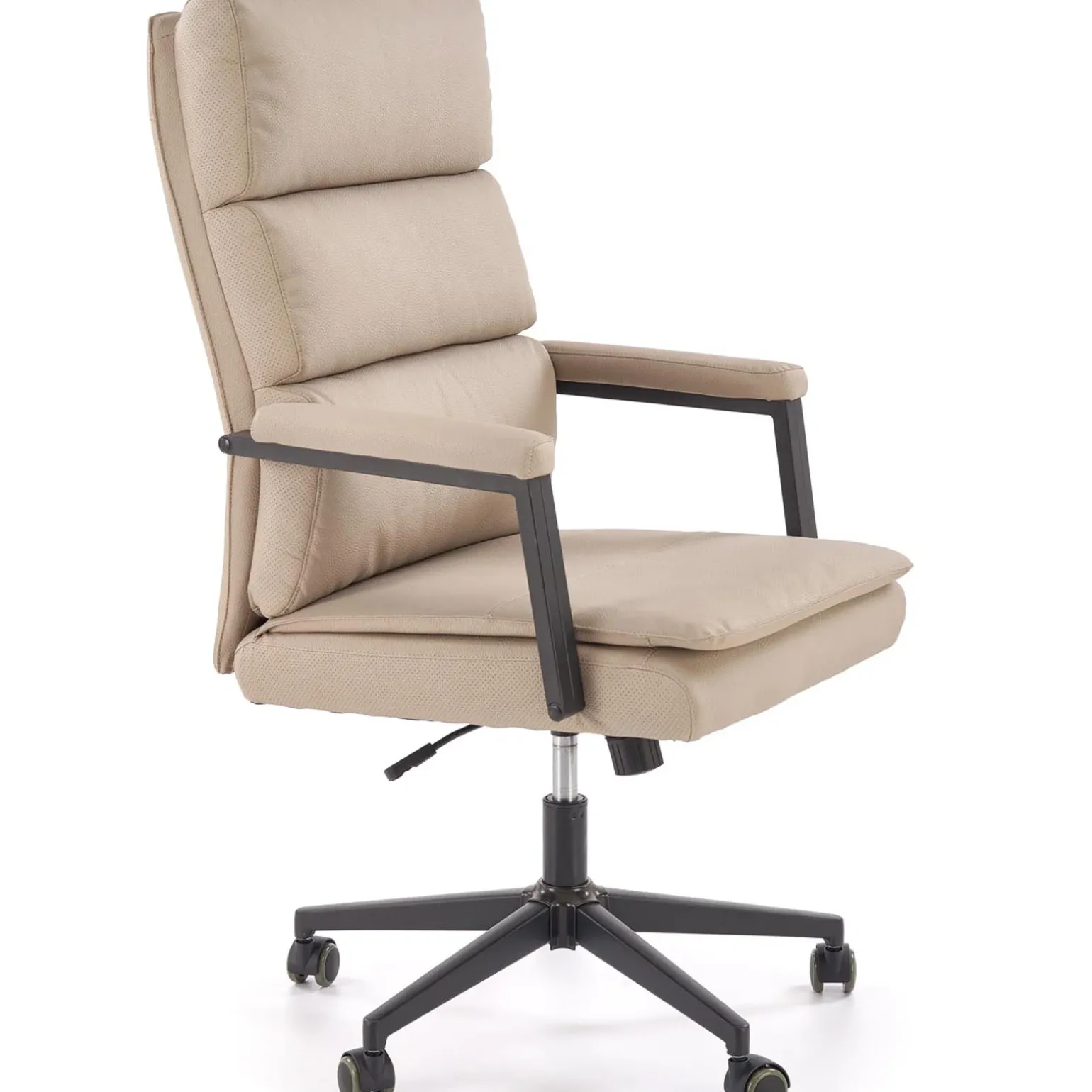 Sedia da ufficio con ruote e braccioli imbottita ecopelle beige Yara