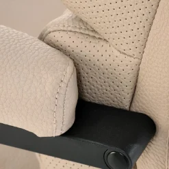 Sedia da ufficio con ruote e braccioli imbottita ecopelle beige Yara