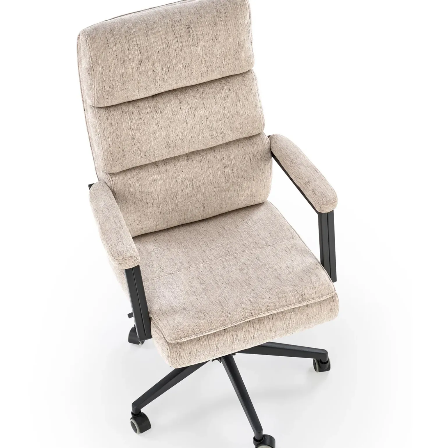 Sedia da ufficio con ruote e braccioli in tessuto beige Yara