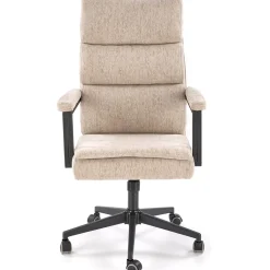 Sedia da ufficio con ruote e braccioli in tessuto beige Yara