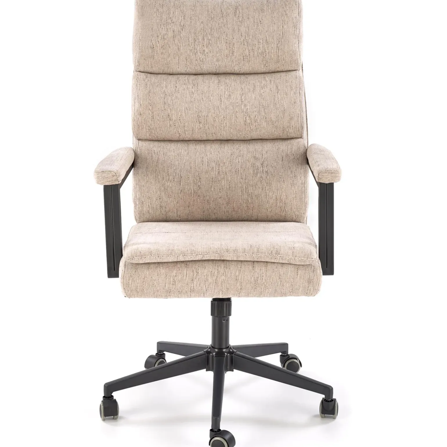 Sedia da ufficio con ruote e braccioli in tessuto beige Yara