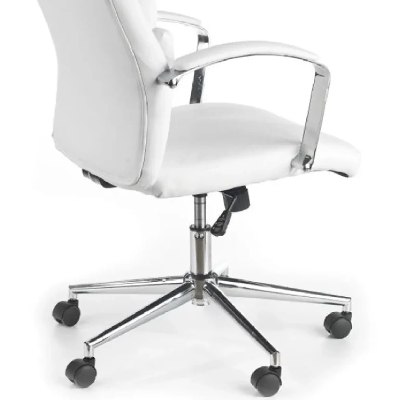 Sedia da ufficio design con ruote in ecopelle bianco Cascada