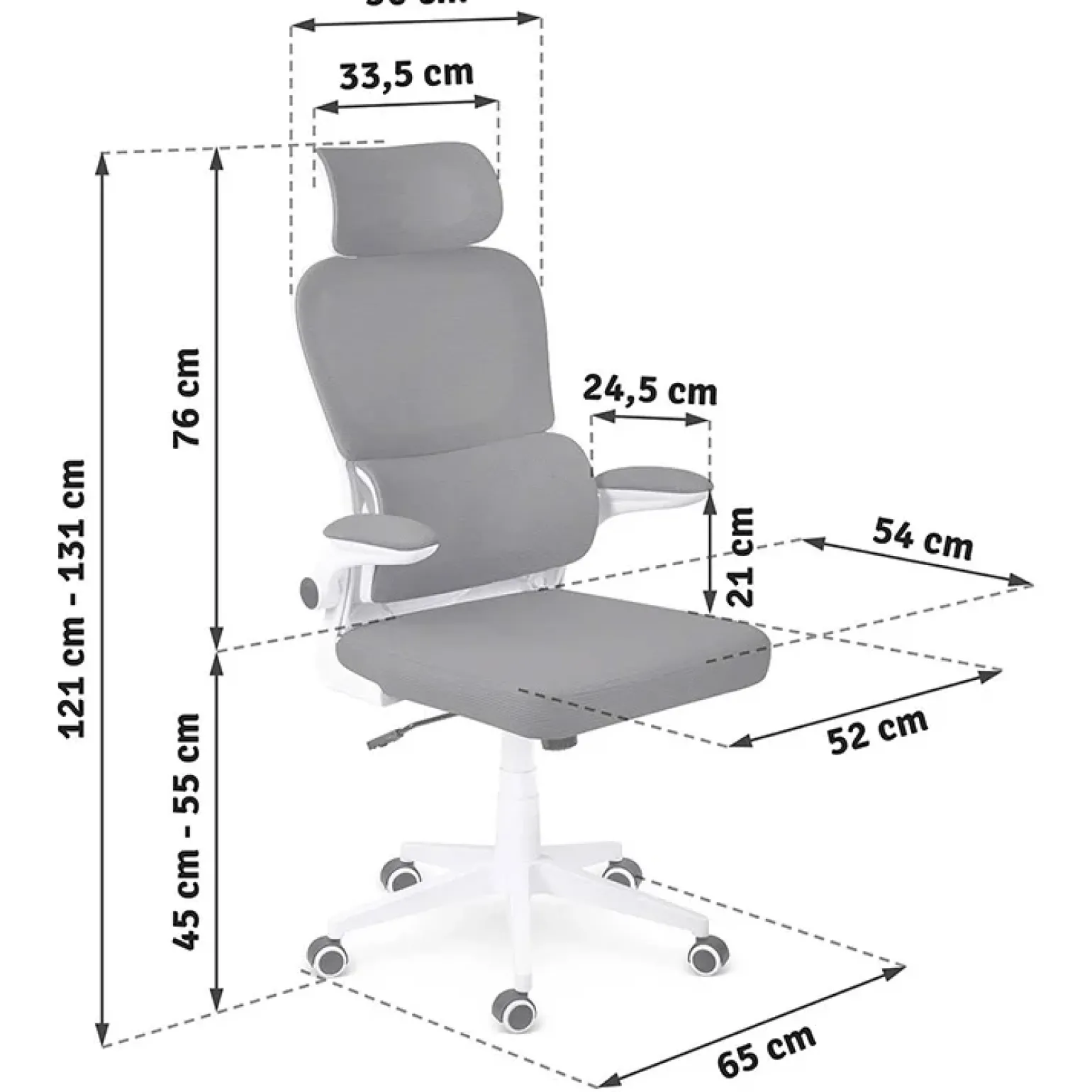 Sedia da ufficio design moderno con ruote grigia Deskisy