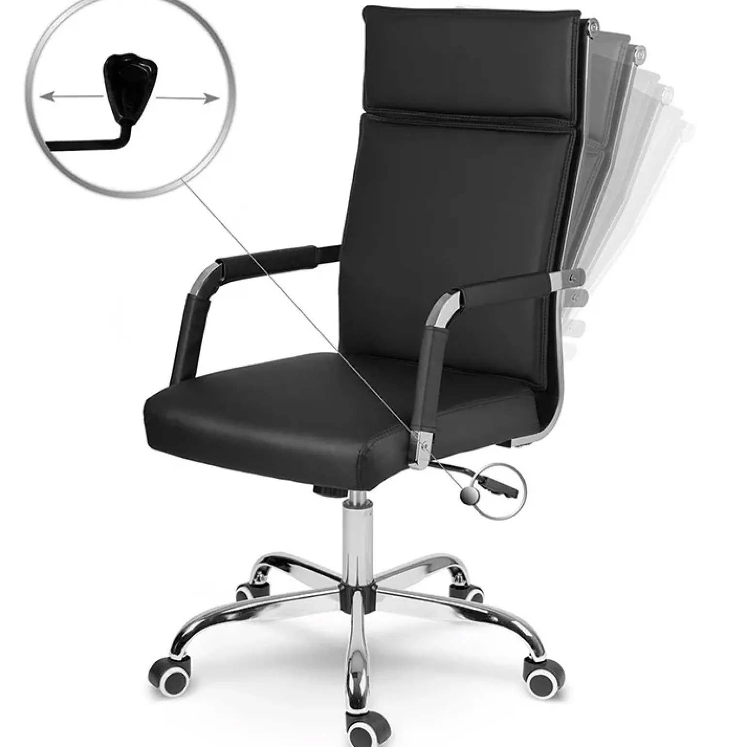 Sedia da ufficio design moderno con ruote nera Workisy