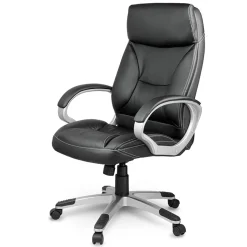 Sedia da ufficio ecopelle design moderno con ruote nero Workwell