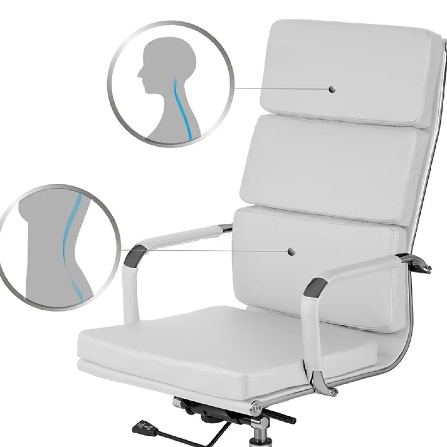 Sedia da ufficio ecopelle design moderno con ruote bianca Officepro