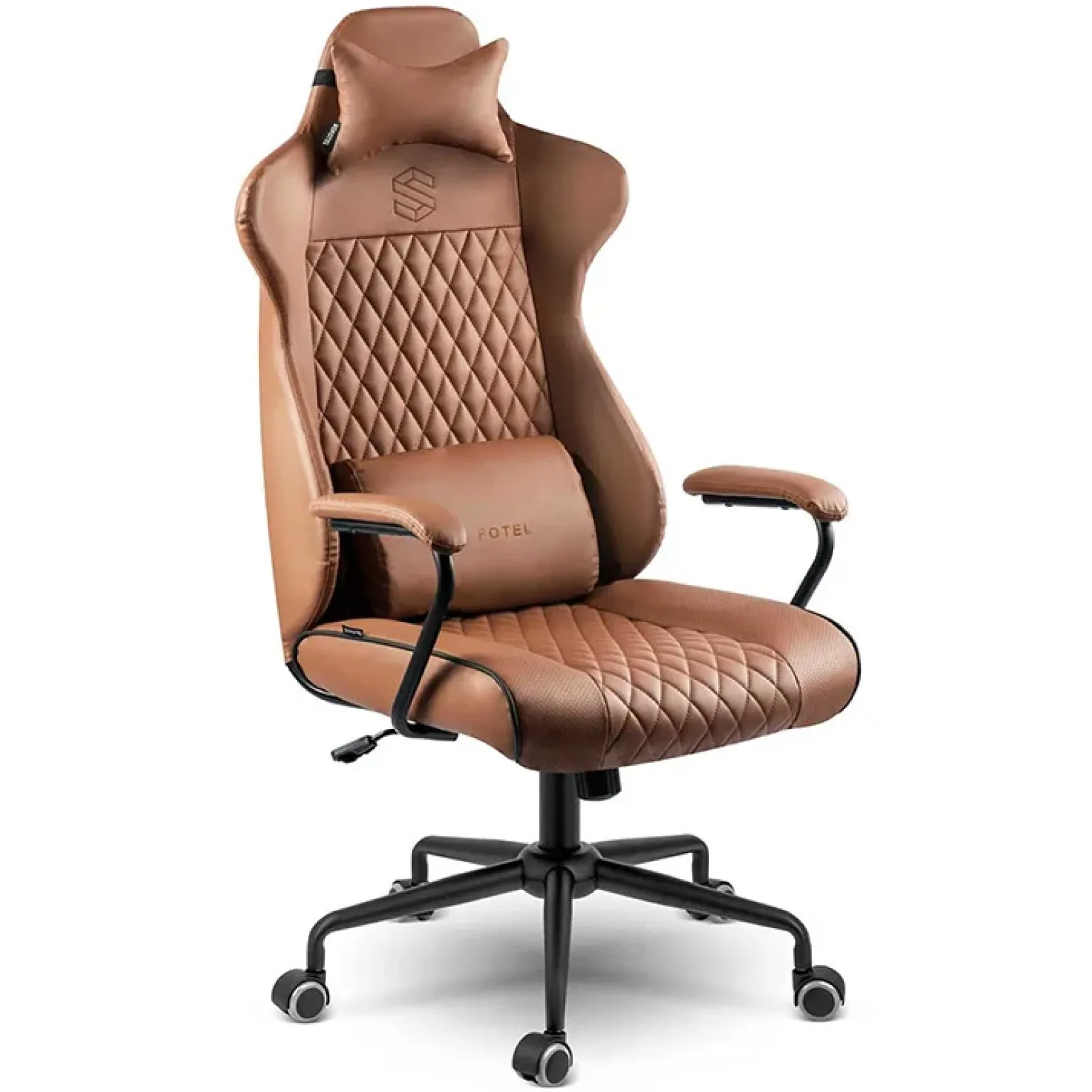 Sedia da ufficio ecopelle design moderno con ruote marrone Relaxpro