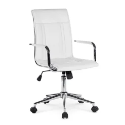 Sedia da ufficio girevole in ecopelle bianco Uncino