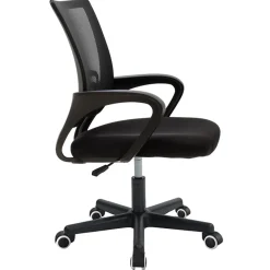 Sedia da ufficio imbottita in tessuto con ruote e struttura nera Mesh