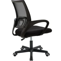 Sedia da ufficio imbottita in tessuto con ruote e struttura nera Mesh