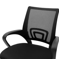 Sedia da ufficio imbottita in tessuto con ruote e struttura nera Mesh