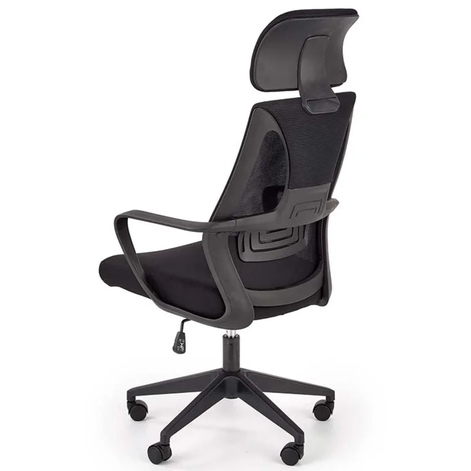 Sedia da ufficio regolabile con ruote in tessuto nero Clay