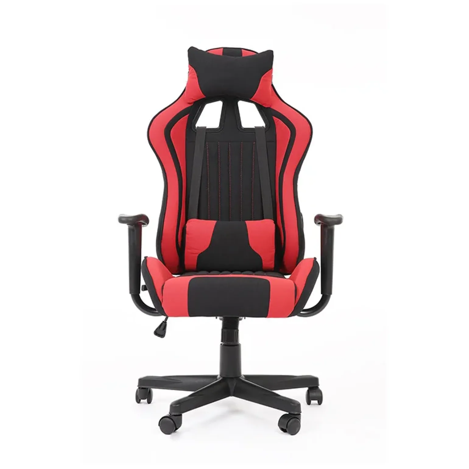 Sedia gaming con ruote regolabile in tessuto rosso nero Vicario