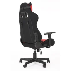 Sedia gaming con ruote regolabile in tessuto rosso nero Vicario