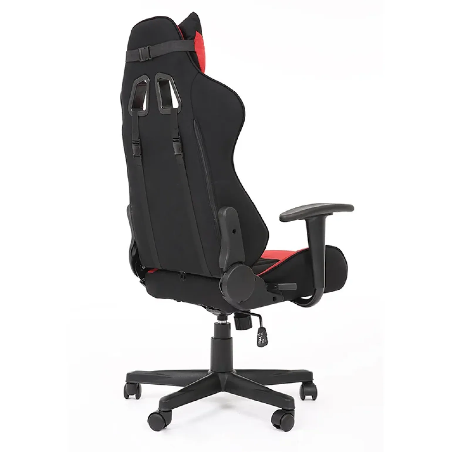 Sedia gaming con ruote regolabile in tessuto rosso nero Vicario