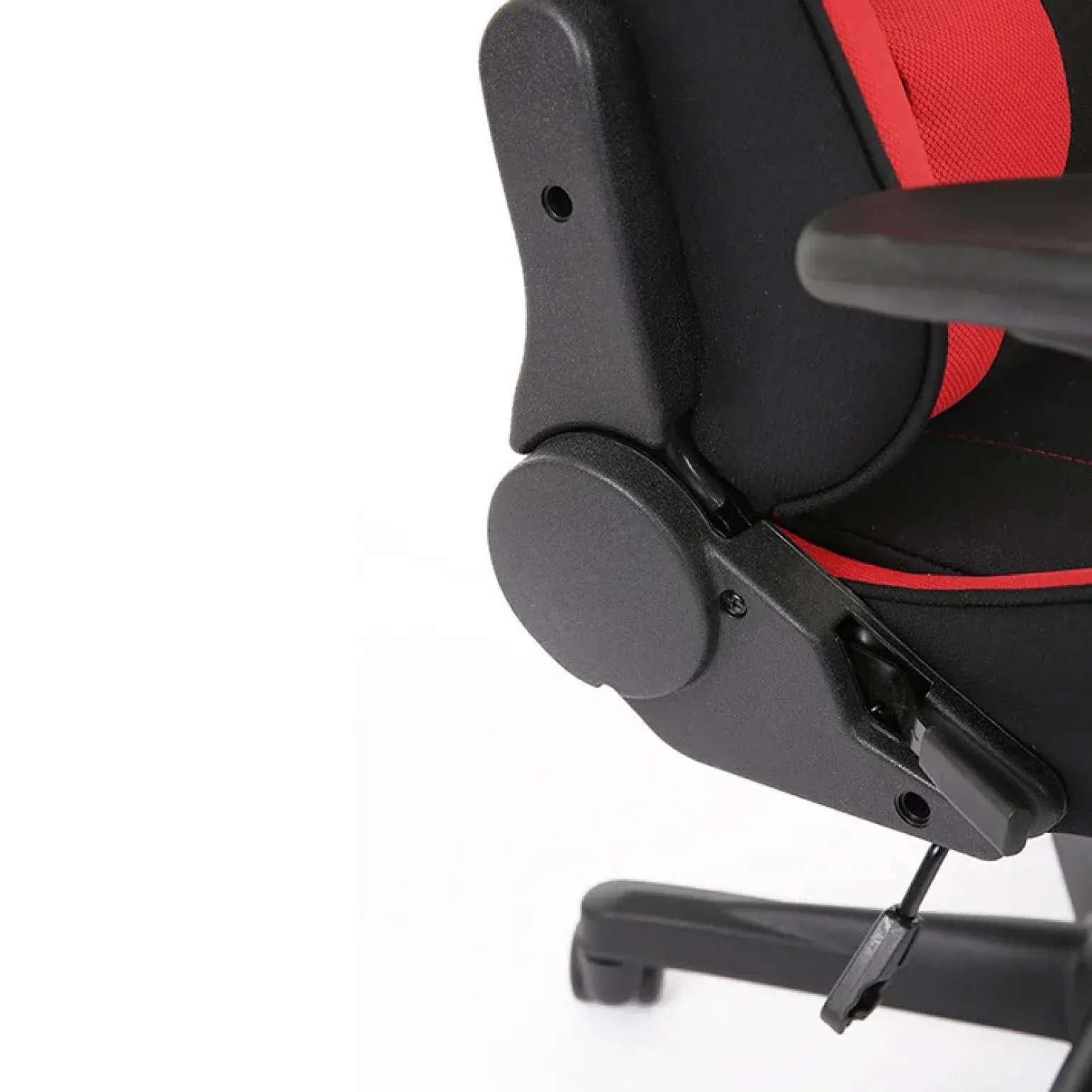 Sedia gaming con ruote regolabile in tessuto rosso nero Vicario