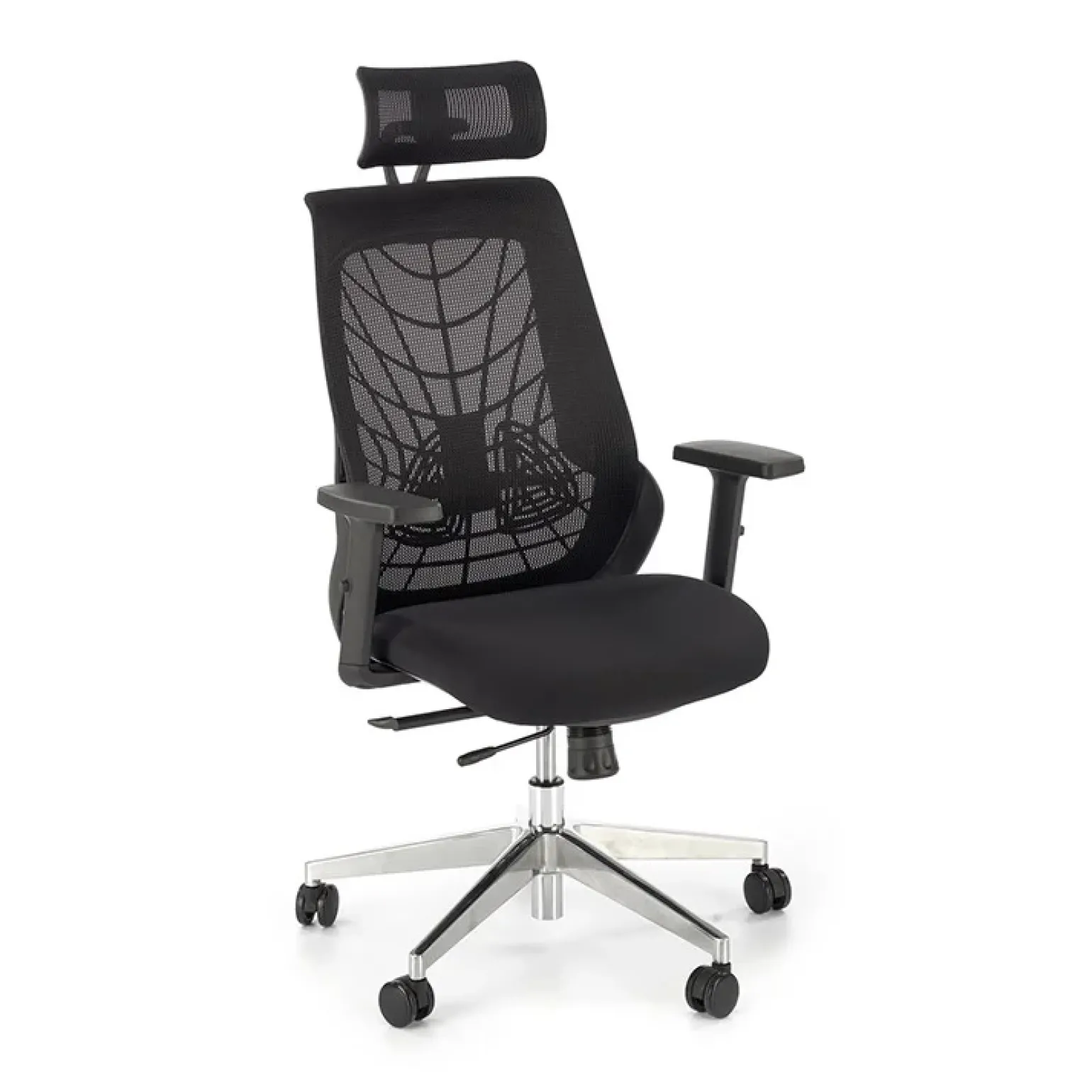 Sedia gaming con ruote regolabile in tessuto nero Riccardi