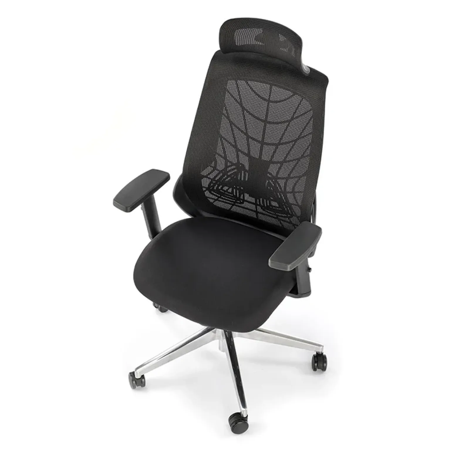 Sedia gaming con ruote regolabile in tessuto nero Riccardi