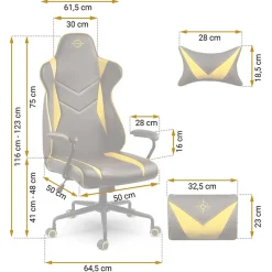 Sedia gaming regolabile con ruote in ecopelle nera giallo Game