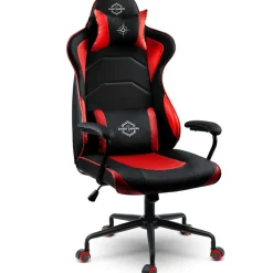 Sedia gaming regolabile con ruote in ecopelle nera rosso Game