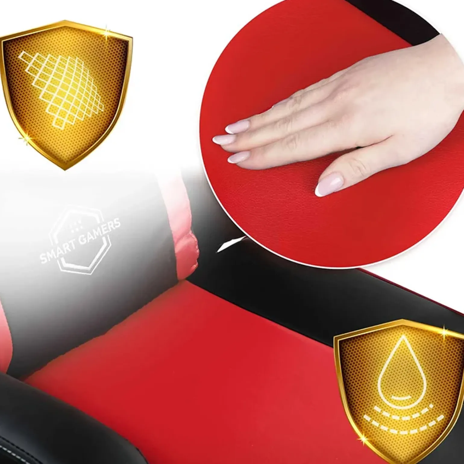 Sedia gaming regolabile con ruote in ecopelle nera rosso Game