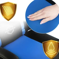 Sedia gaming regolabile con ruote in ecopelle nera blu Game