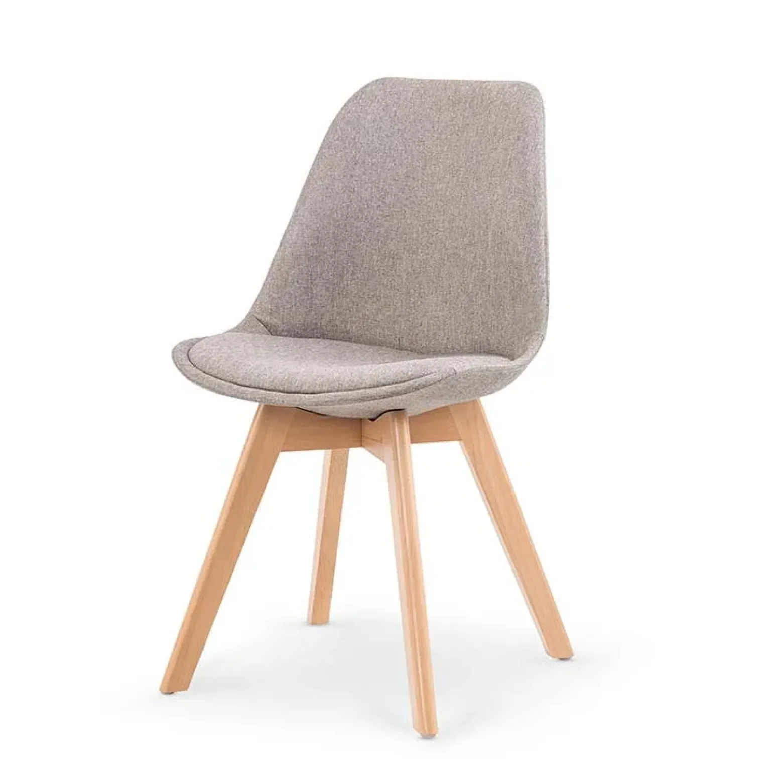 Sedia imbottia in tessuto con gambe in legno grigio chiaro rovere Colette