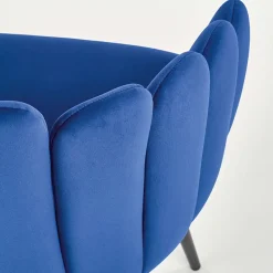 Sedia imbottita design moderno in velluto blu nero Alessia