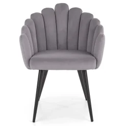 Sedia imbottita design moderno in velluto grigio Alessia