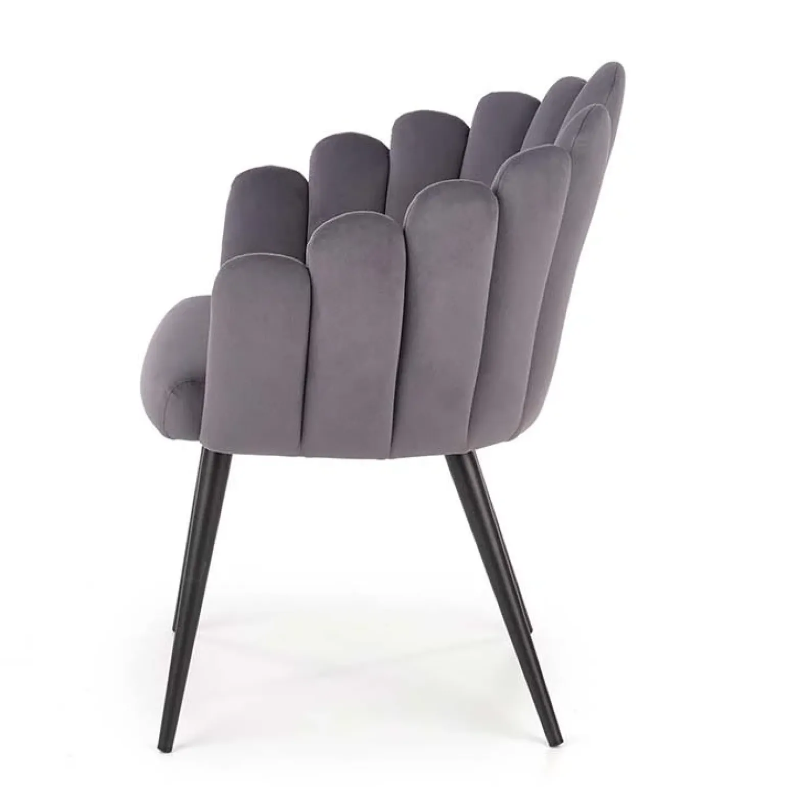 Sedia imbottita design moderno in velluto grigio Alessia