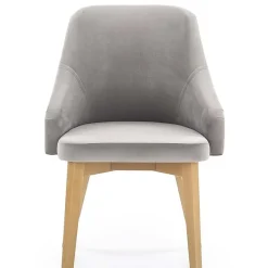Sedia imbottita in tessuto grigio chiaro rovere miele Belen
