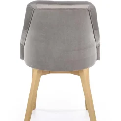 Sedia imbottita in tessuto grigio chiaro rovere miele Belen
