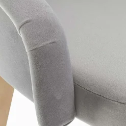 Sedia imbottita in tessuto grigio chiaro rovere miele Belen