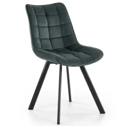 Sedia imbottita in velluto verde scuro nero industrial Tessa