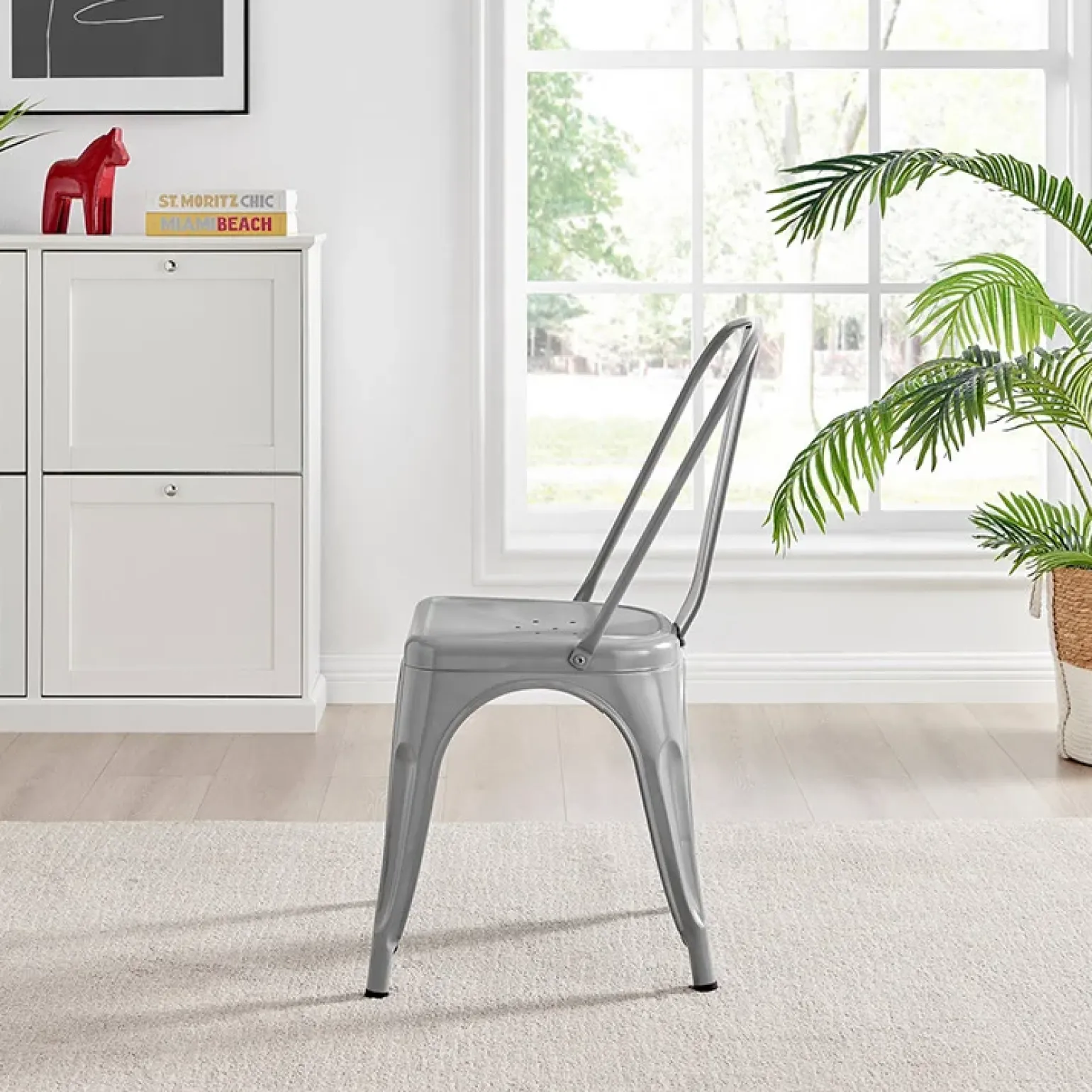 Sedia in metallo impilabile industrial saloon grigio Lix