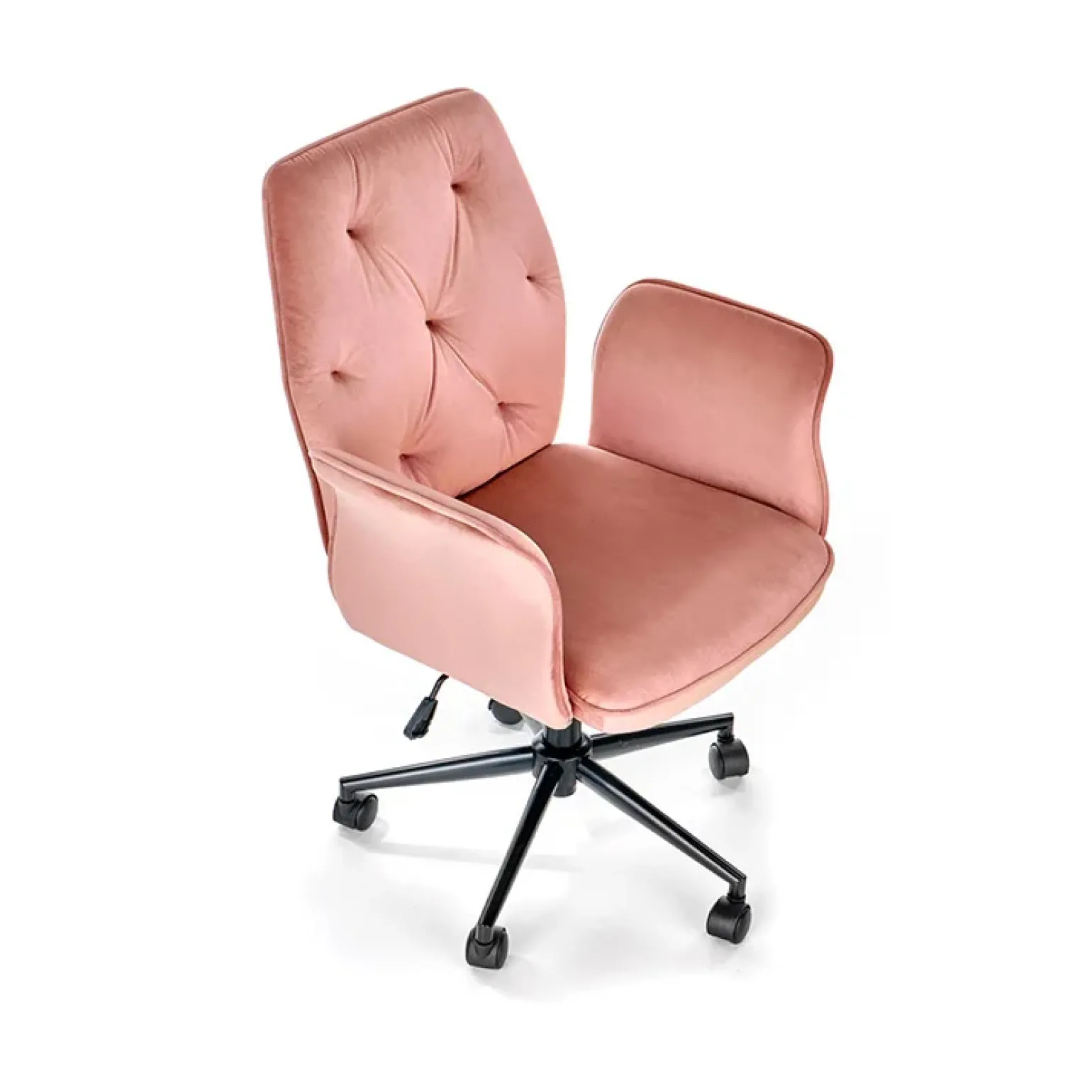 Sedia moderna con braccioli regolabile in velluto rosa Dionisia