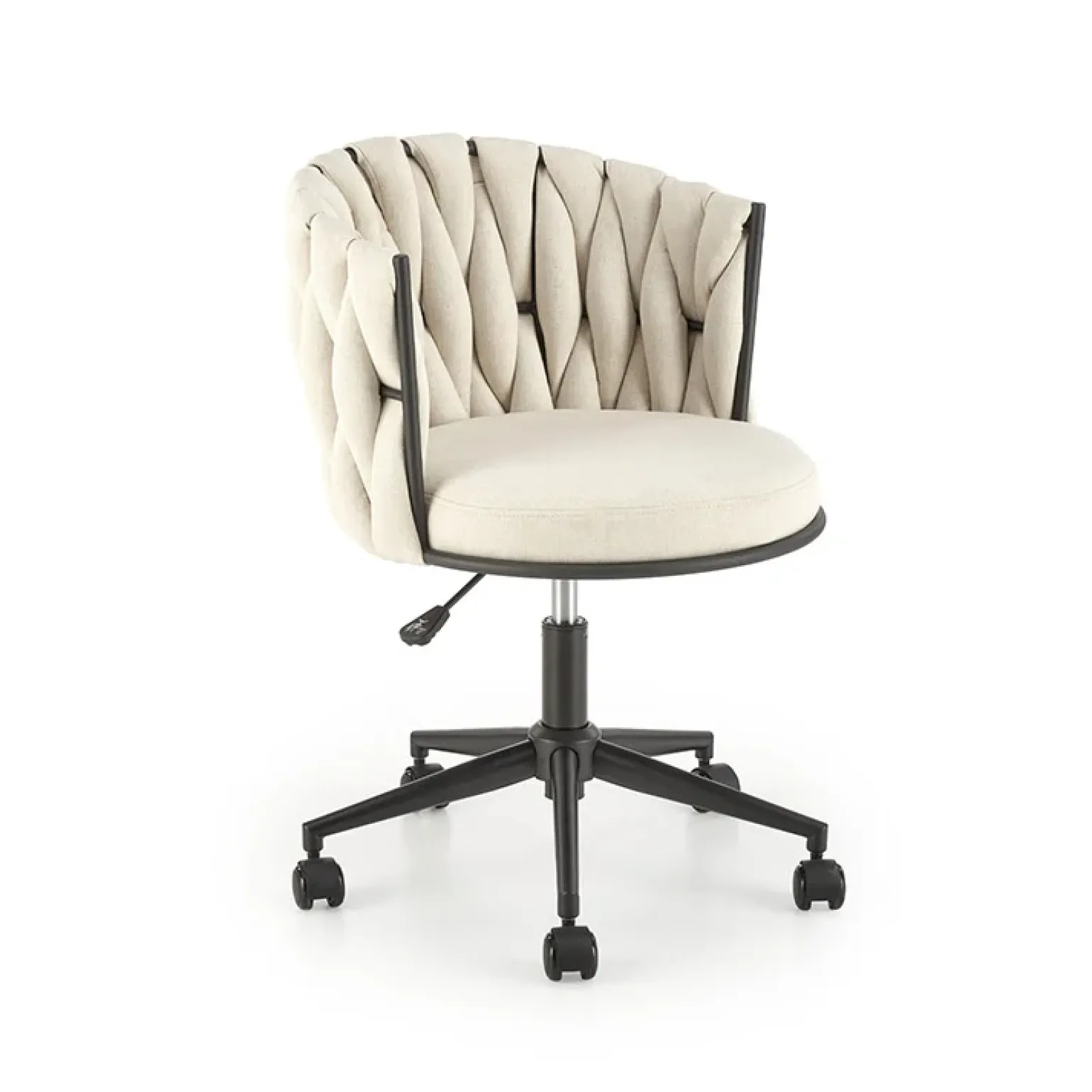 Sedia moderna con ruote regolabile in tessuto beige chiaro nero Monie