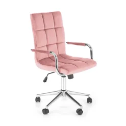 Sedia per scrivania ragazzi in velluto rosa Burbon
