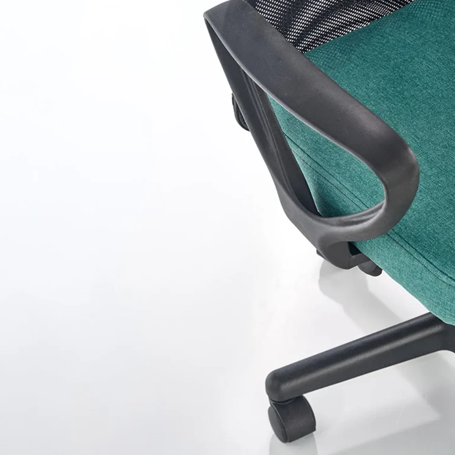 Sedia per scrivania ragazzi con ruote in tessuto grigio verde Rodry