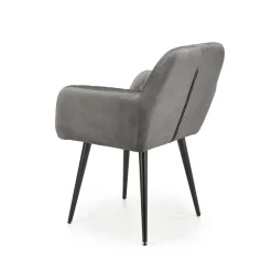 Sedia sala da pranzo con braccioli in tessuto velluto grigio scuro Slash
